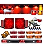 Partsam Submersible Led Truck Trailer Lights Kit 12V, 2xSquare Led Trailer Light Kits+14.17" Red ...