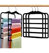 Closet Organizers and Storage,5 Pack Velvet Pants-Hangers-Space-Saving,Non Silp 5 Tier Organizati...