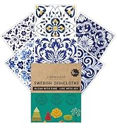Swedish Dishcloths 6 Pack, Reusable Paper Towels Super Absorbent and Quick Drying for Kitchen, Bi...