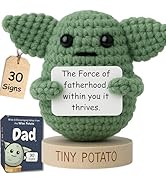 Dad Gifts from Son Daughter - Handmade Baby Yoda Positive Crochet with 30 Funny Signs - Yoda Best...
