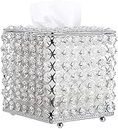 Sumnacon Crystal Square Tissue Box Cover - Decorative Tissue Box Holder, Sparkling Cube Tissue Ho...