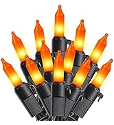woohaha Outdoor Halloween Lights(23 Feet,100 Count)-Incandescent Orange Christmas Lights with Bla...