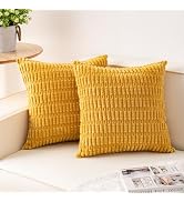 Aegero Pack of 2 Corduroy Decorative Throw Pillow Covers 18x18 InchSoft Boho Striped Pillow Cover...