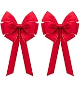 Iceyyyy Large Christmas Bow-30.7" x 10.6" Christmas Golden Edged Red Velvet Bow-Christmas Tree To...