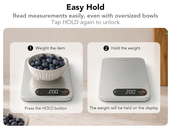 food scale with hold function