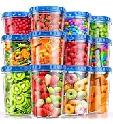 BiuLeon 12 Pack- 34/24/17oz Freezer Storage Containers, Plastic Food Storage Containers with Twis...