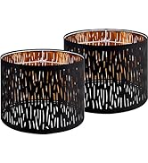 GOSO Black Lamp Shades Set of 2, Drum Lamp Shades with Etching Crystal Design,13