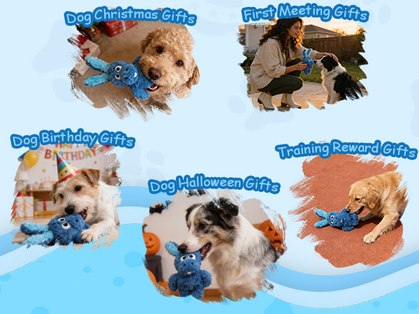 blue donkey dog toy for gentle large dogs