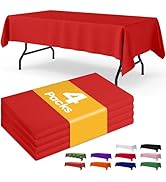 Niuara Red Plastic Table Cloth Rectangle Table 4 Pack