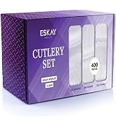 Heavy Weight Plastic Silverware Set - 200 Plastic Forks, 100 Plastic Knives, 100 Plastic Spoons D...