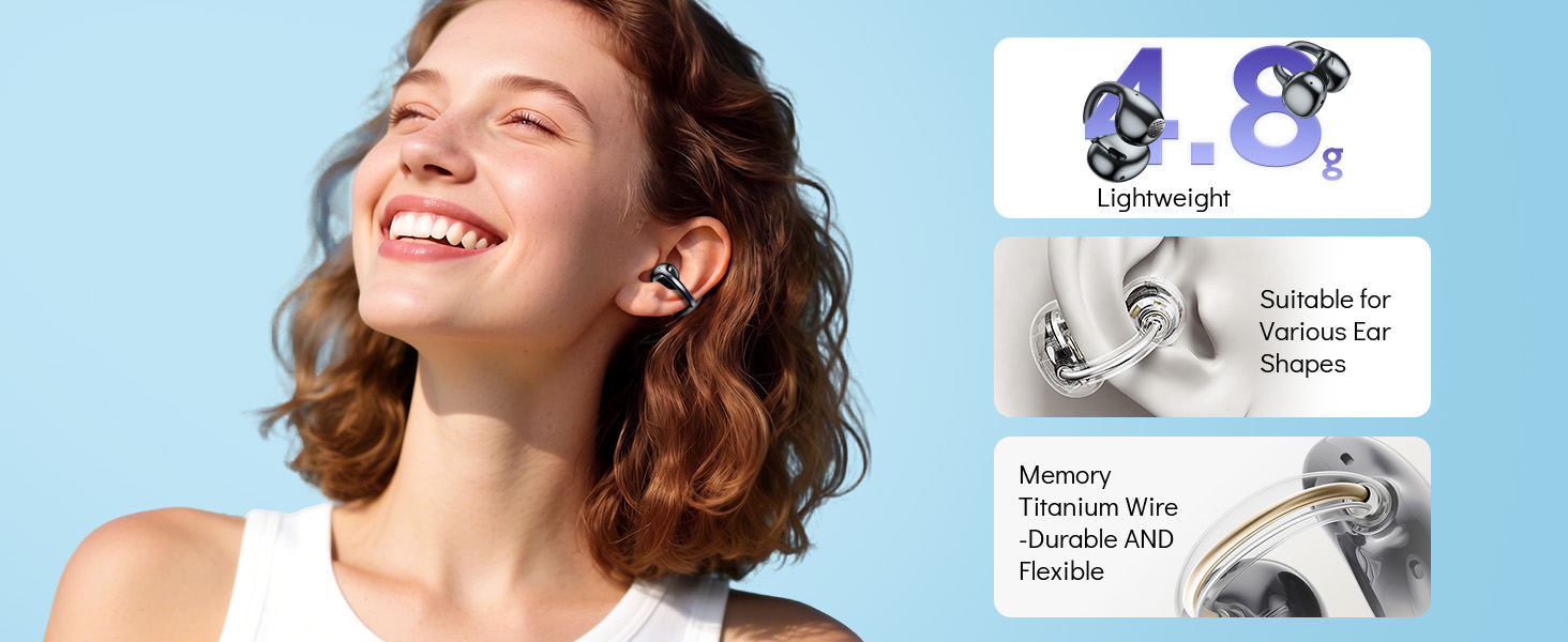 Sport Clip on Earbuds Open Ear Headphones