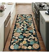 PureCozy Washable Floral Runner Rug 2x6 Black Hallway Carpet Scalloped Flower Non Slip Soft Long ...