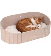 FUKUMARU Cat Beds for Indoor Cats, 24 Inch Large Cat Couch Bed with Cozy Faux Rabbit Fur Cushion,...