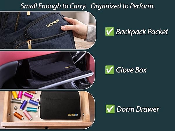 portable sewing kit for travel, glove box, dorm drawer, portability and convenience