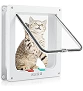 Cat Door for Interior Exterior Door (Outer Size 7.75" x 7.5"), 4-Way Locking Flap for Cats & Dogs...