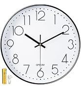 QPEUIM Wall Clock 12 Inch Wall Clocks Non-Ticking Battery Operated with Stereoscopic Dial Ultra-Q...