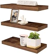 AT-VALY Floating Shelves Set of 3,Wall Shelves for Bedroom, Bathroom, Kitchen, Living Room,Hangin...
