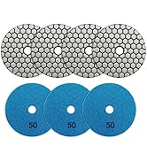 BRSCHNITT Dry Diamond Polishing Pad Set,7pcs 4 inch #50 for Stone Marble Quartz Granite Sanding D...