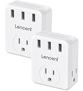 LENCENT Multi Plug Outlet Extender, 2 Pack, 3 Outlets Splitter with 3 USB Ports, Wall Charger, 3 ...