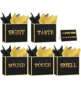 5 Senses Gift Bags for Him Her with Labels, Handles & Tissue Paper - Gold Foil Five Senses Gift B...