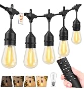 Hotsonic Remote Control Outdoor String Lights Waterproof, 50 FT LED Outside Lights with Shatterpr...