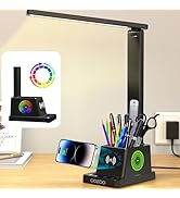 cozoo Desk Lamp,LED Desk Lamps for Home Office,Wireless Charger Small Desk Lamp with Pen Holder,C...