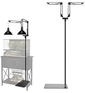 MECESOR Dual Reptile Lamp Stand,15.7-74.3 Inch Height Adjustable Reptile Light Stand,360°Rotatabl...