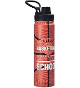 Insulated Stainless Steel Water Bottle with Straw, Basketball Water Bottle 24 oz, Leak-Proof & BP...