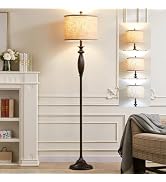 63.8" Vintage Floor Lamp with Rotary Switch, Dimmable Color Temperature Standing Lamp, Retro Farm...