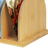Deefielly Bamboo Cook Book Organizer, Desktop Bookshelf, Convenient Book Stand, 4-Slot Recipe Hol...