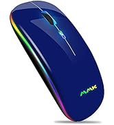 Wireless Bluetooth Mouse for Laptop,Rechargeable Mouse 2.4G USB Optical Wireless Mouse,LED Slim D...