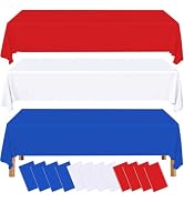 BCCSNNM 12 Pack Disposable Plastic Tablecloths,Red White Blue Rectangular Table Covers,54 x 108 I...