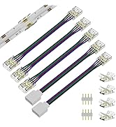 PAUTIX 10mm Connectors for COB RGB LED Strip Lights 4 Pin,4pcs Transparent Gapless Connectors,3pc...
