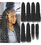 8 Packs New Goddess Locs Crochet Hair 22 Inch River Curls Crochet Hair Faux Locs Wavy Crochet Cur...