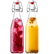 FrutPunch 16OZ Swing Top Glass Bottles, 2 Pack Flip Top Glass Bottle with Airtight Lid for Fermen...