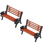 2Pcs Brown Miniature Park Bench Set, Street Seats and Garden Ornaments for Dollhouse and Fairy Ga...