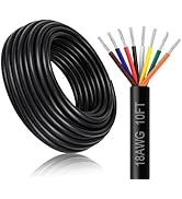 DEKIEVALE 18 Gauge 8 Conductor Electrical Wire, 10FT 18AWG Black PVC Stranded Tinned Copper 8 Wir...