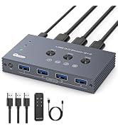 THXCDBID USB 3.0 Switch 3 Computers Sharing 4 USB-A Port USB Switch Selector 5Gbps Sharing Keyboa...