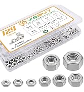 VGBUY 129pcs SAE Hex Nuts Assortment Kit 8-32 10-24 10-32 1/4"-20 5/16"-18 3/8"-16 1/2"-13 5/8"-1...