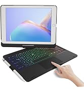 Mollenmell iPad 9th Generation Case with Keyboard 360° Rotatable Touchpad and 2 Color Backlight &...