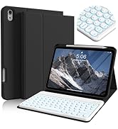 BQDIYOO Keyboard for iPad 11th Gen, 11/10.9inch iPad Case with Pencil Holder, A16 White Round Key...