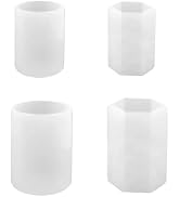 Accfore 4 Pcs Cylinder Hexagon Candle Molds,Silicone Pillar Candle Molds,Casting Epoxy Resin Mold...