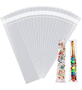 LEOSINDA 100pcs 2 X 10 Clear Long Resealable Cellophane Bags Treat Bags Cookie Bags Cello Candy B...