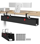 Univivi No Drill Under Desk Cable Management Tray, 36" Cord Organizer for Table, Clamp/Screw Moun...