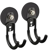 ULIBERMAGNET Garage Strong Magnetic Hooks, 2 Pack Black Heavy Duty Large J Hooks with Magnet, Ant...