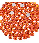beadsland 1440 Piece Flat Back Crystal Rhinestones Round Gems,1.3mm-6.5mm,Orange (SS20(4.6-4.8mm))