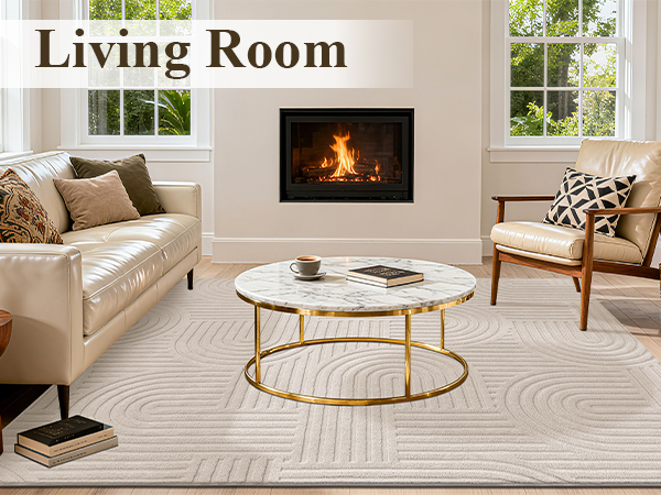 light beige cream living room rug geometric arch rug