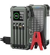 Uukto Car Battery Solar Jump Starter, 5000A Peak 12V Portable Jump Box for Up to 10.0L Gas & 6.0L...