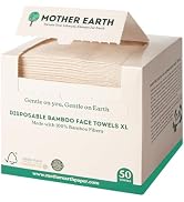 MOTHER EARTH Bamboo Face Towels XL - Hypoallergenic and Disposable Face Wipes | Dry Makeup Remove...