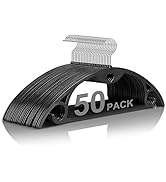 Plastic Hangers 50 Pack, TARANCH Black Clothes Hanger with 360 Degree Swivel, Heavy Duty Coat Han...